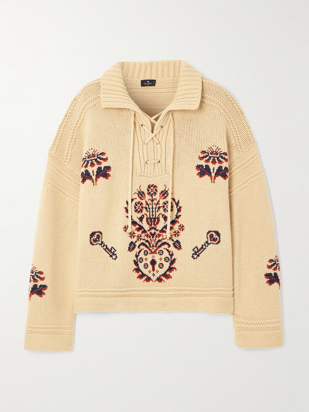 Etro Wool And Cashmere-blend Polo Sweater In Nude