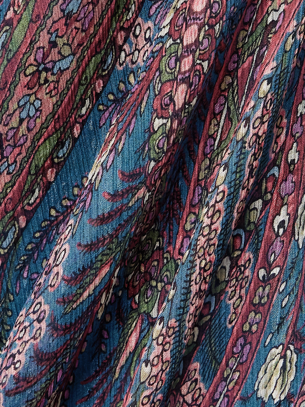 Etro Women Light Blue Paisley Print Pekin Crepon Long Dress