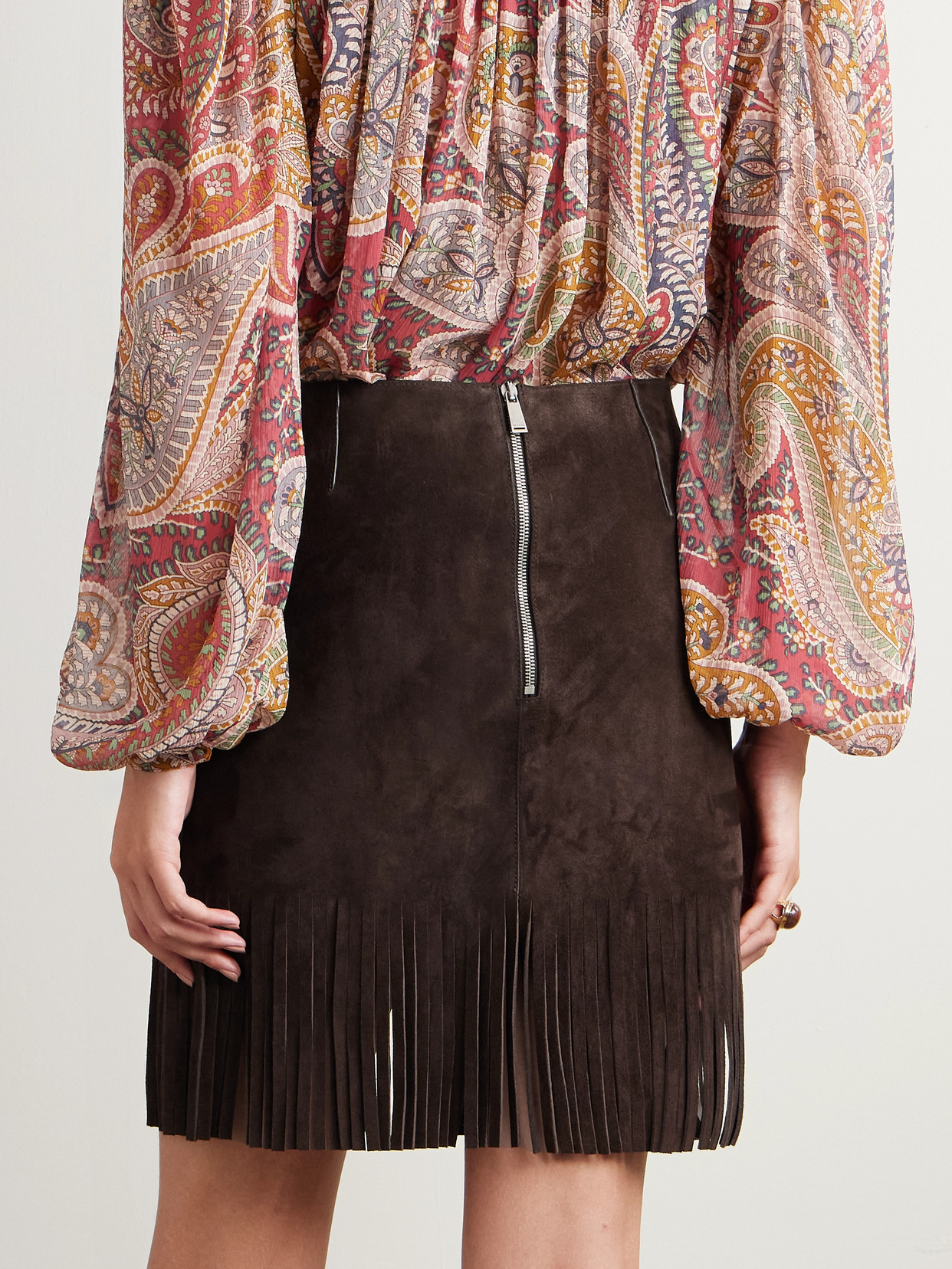 Etro Fringed Suede Mini Skirt
