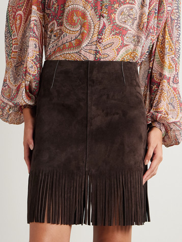 Etro Fringed suede mini skirt