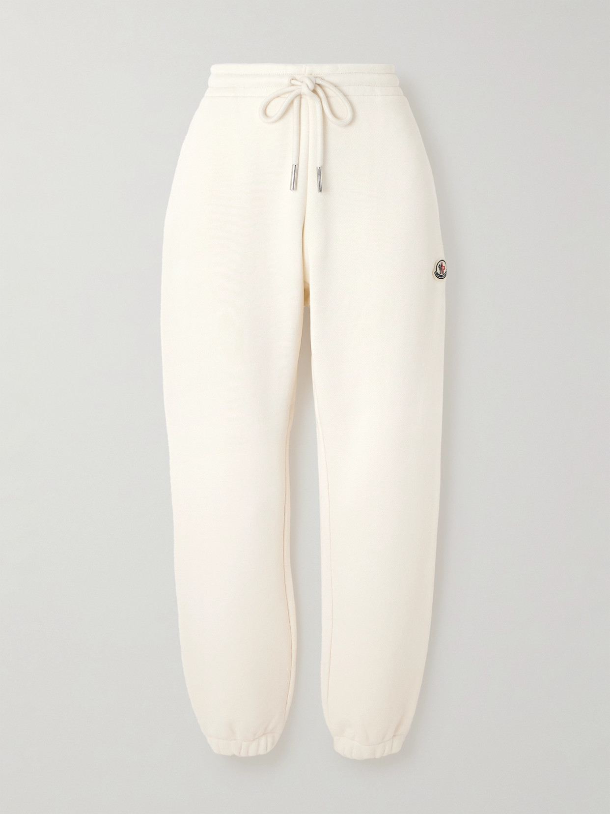 Moncler Appliquéd Cotton-blend Jersey Sweatpants In Multi