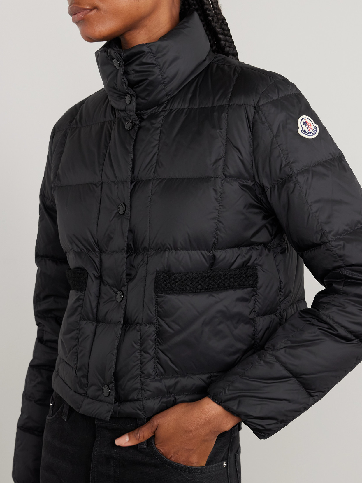 Moncler Jarcieu Braided Cord-trimmed Quilted Shell Down Jacket In Black