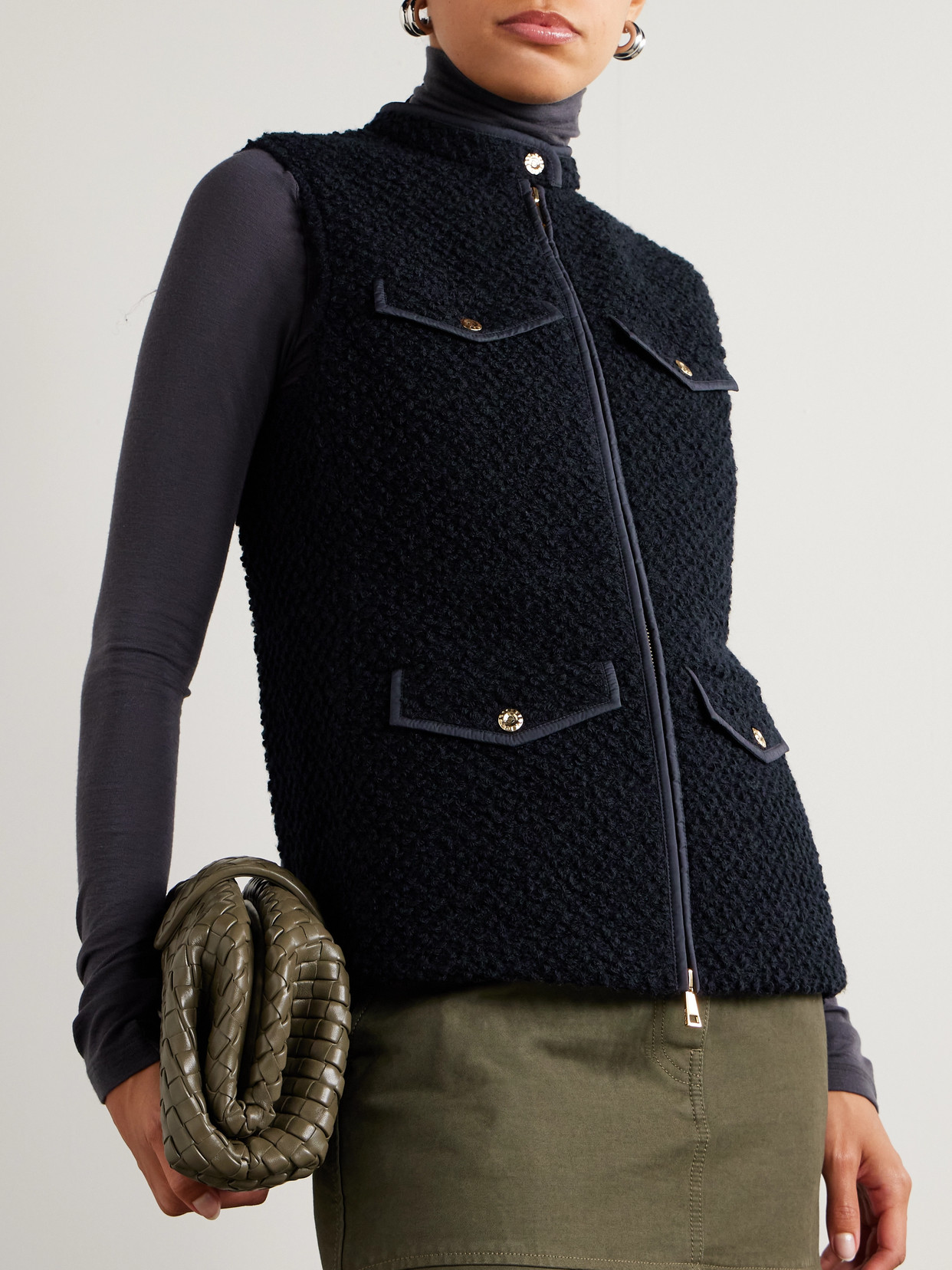 Fallavier Appliquéd Quilted Shell And Wool-Bouclé Down Vest