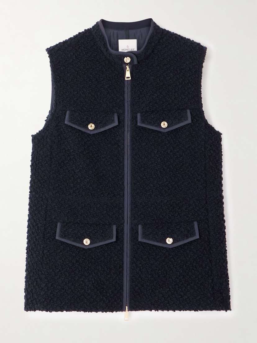 Moncler Fallavier Appliquéd Quilted Shell And Wool-bouclé Down Vest
