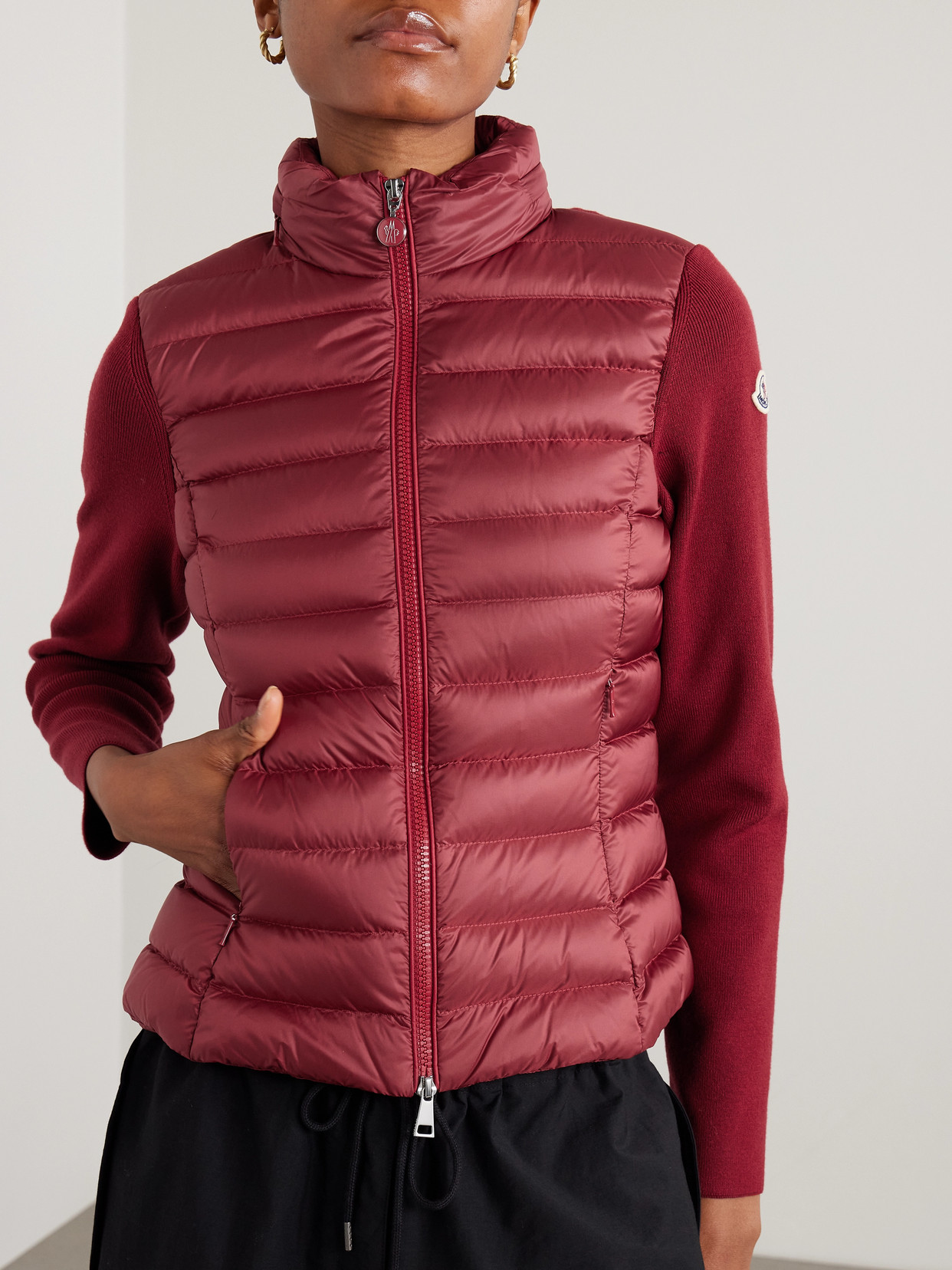 Moncler Appliquéd Wool-blend And Quilted Shell Down Cardigan In Multi