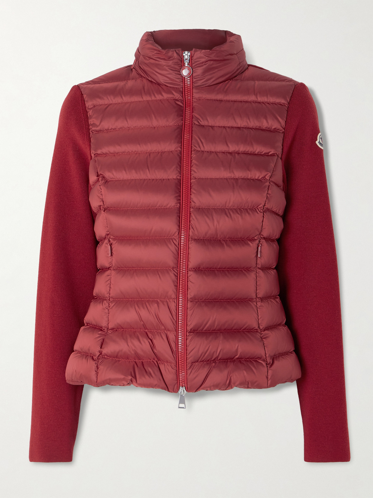 Moncler Appliquéd Wool-blend And Quilted Shell Down Cardigan In Multi