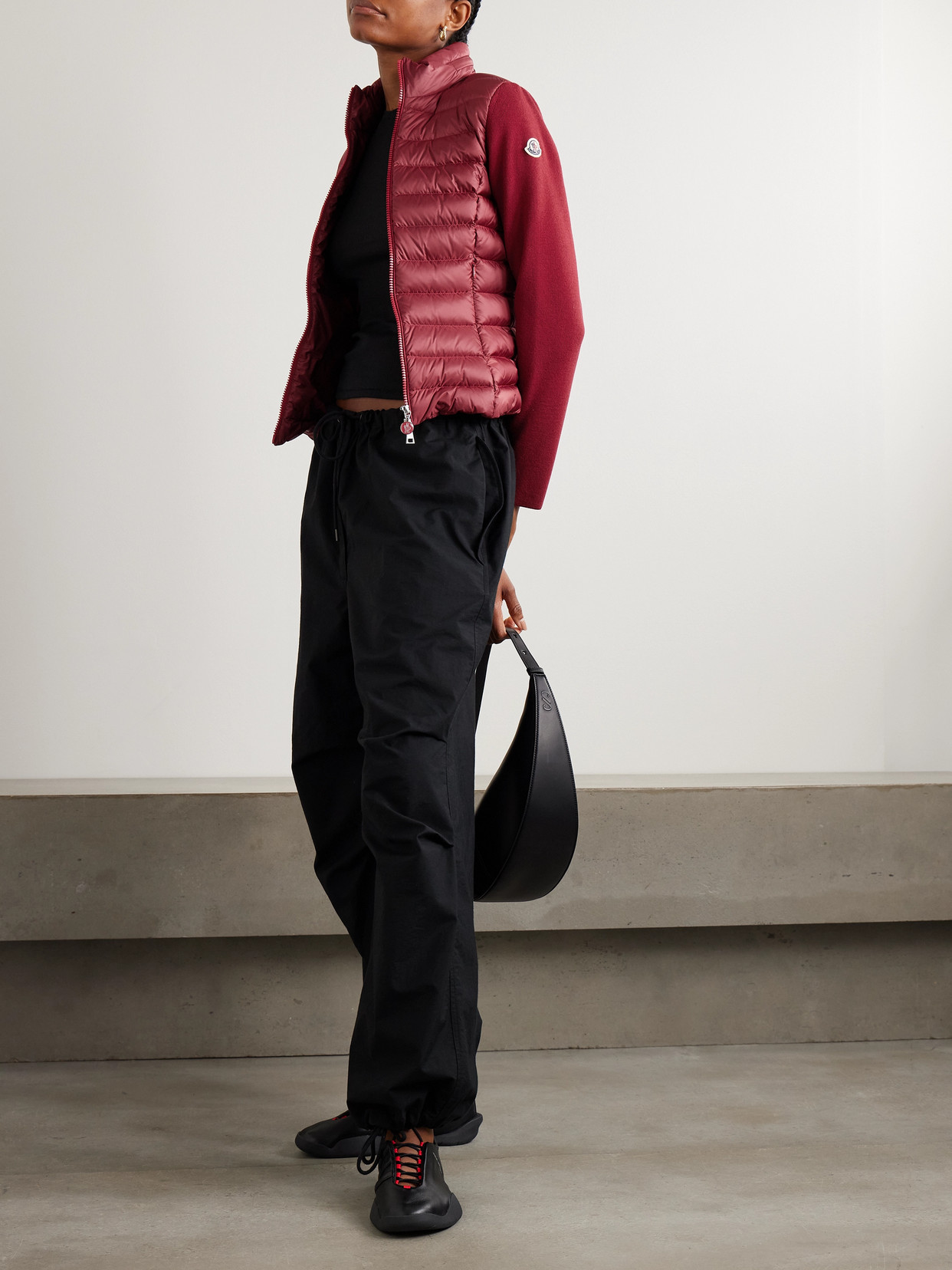 Moncler Appliquéd Wool-blend And Quilted Shell Down Cardigan In Multi