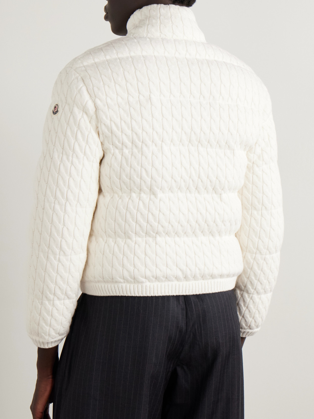 Moncler Quilted Padded Cable-knit Cotton-blend Down Jacket