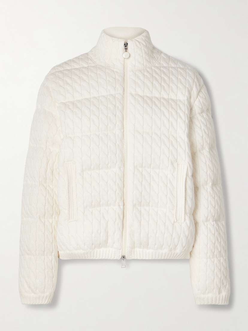Moncler Quilted Padded Cable-knit Cotton-blend Down Jacket