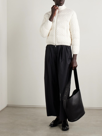 Moncler Quilted padded cable-knit cotton-blend down jacket