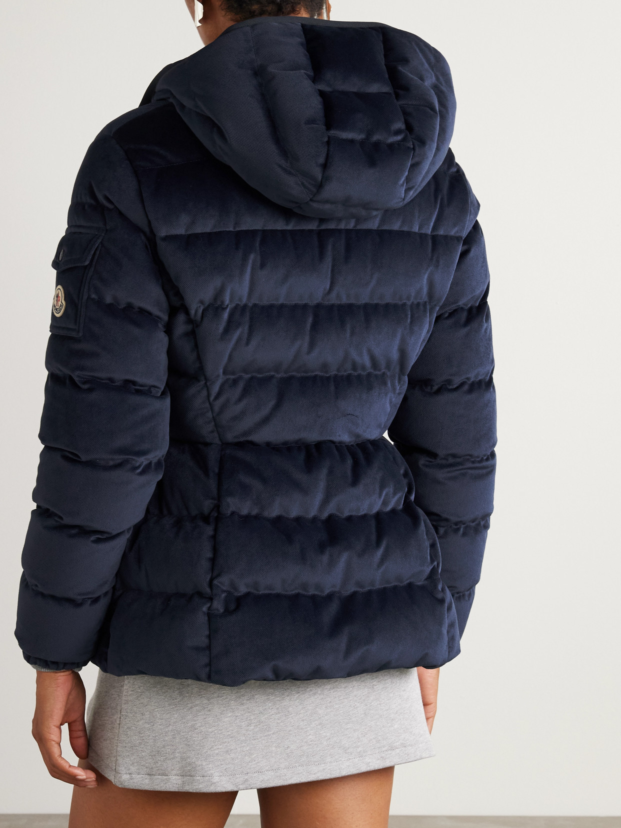 Moncler Barante Quilted Velour Hooded Down Jacket