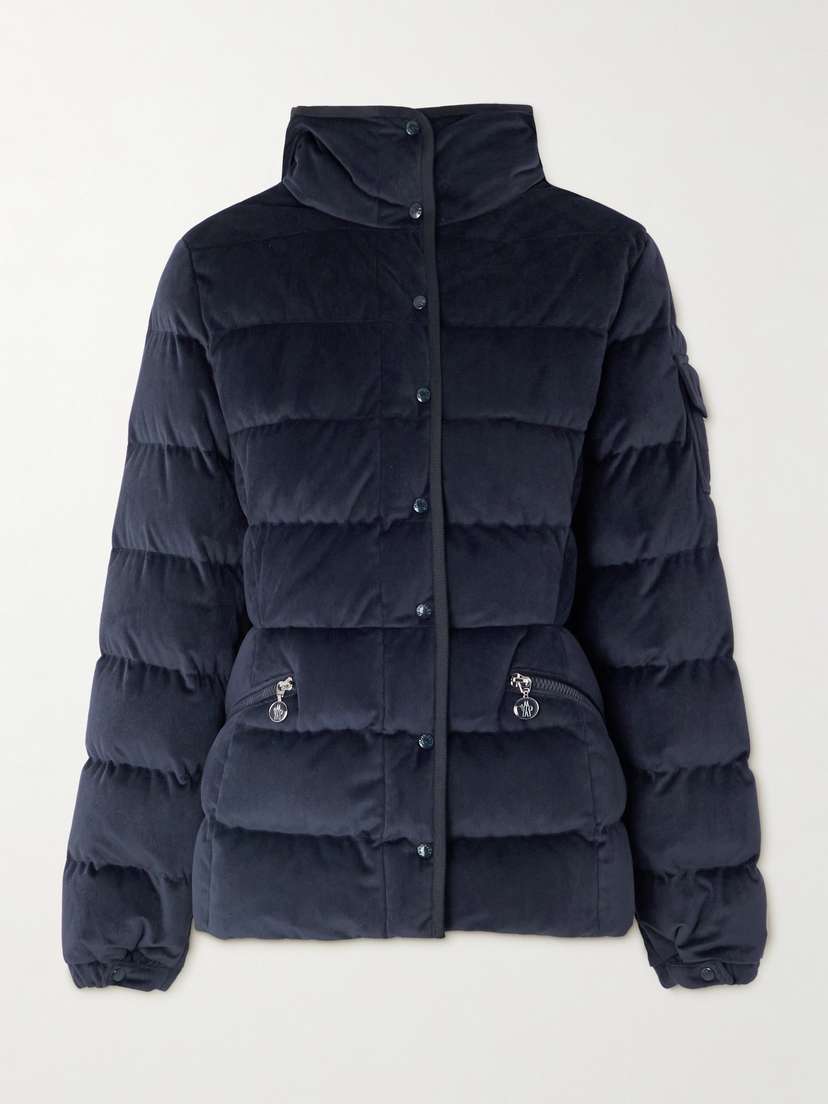Moncler Barante Quilted Velour Hooded Down Jacket