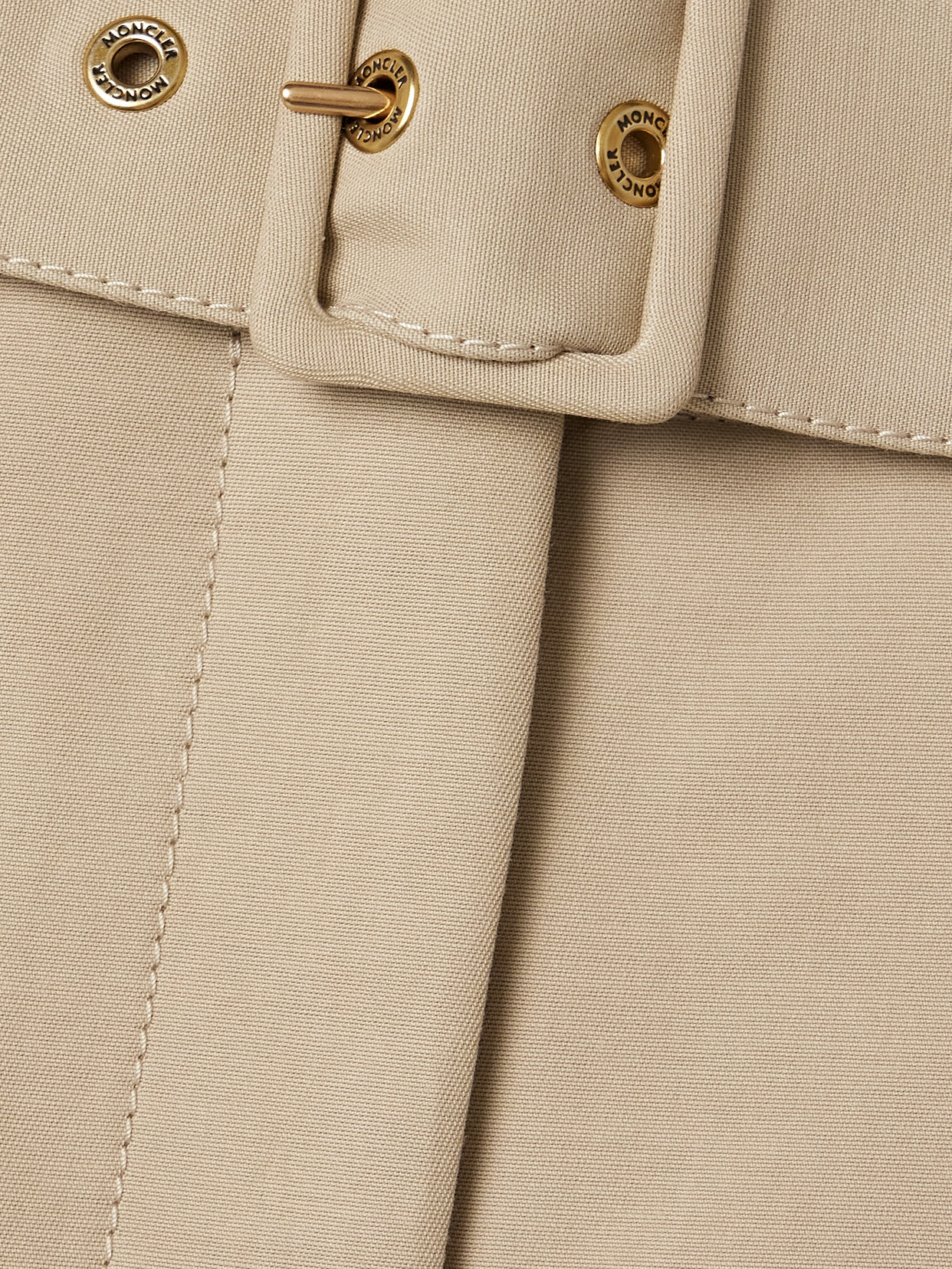 Moncler Belted Cotton-gabardine Midi Skirt In Brown