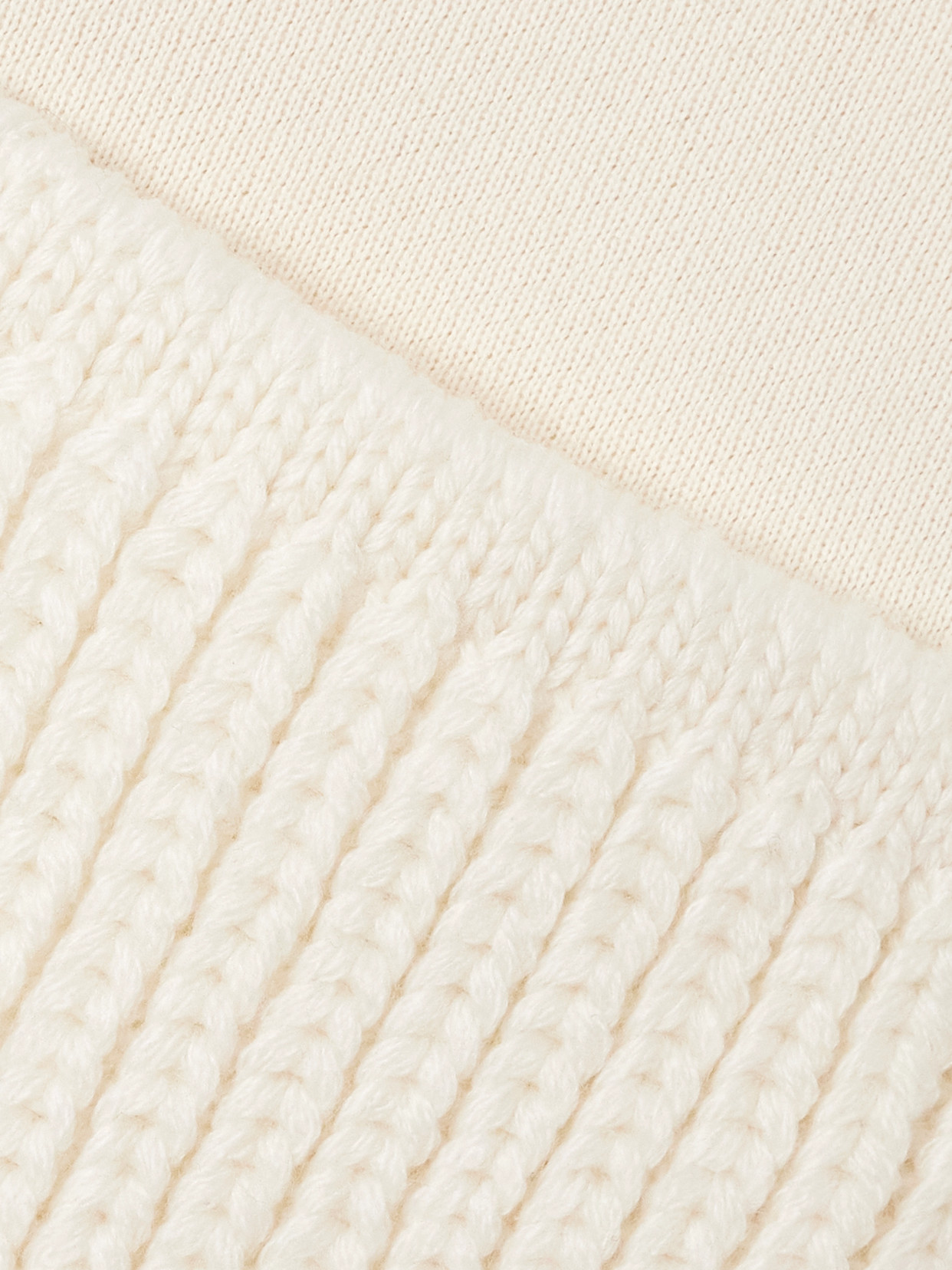 Moncler Ribbed Knit-trimmed Cotton-blend Jersey Hoodie In Neutral