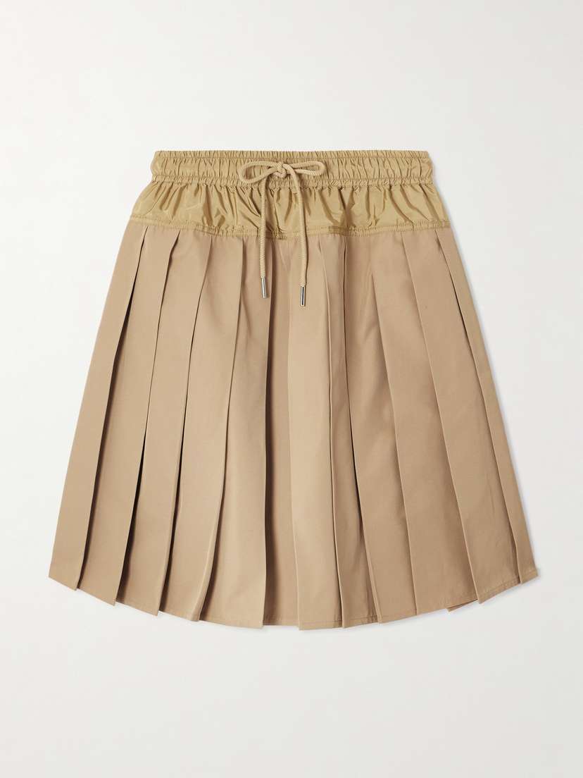 Moncler Shell-trimmed Pleated Twill Skirt