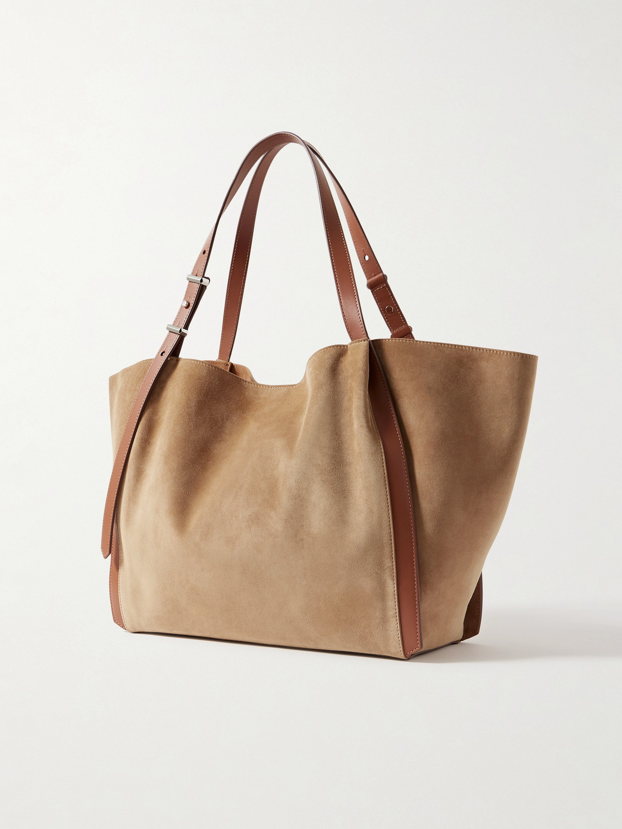 Ralph Lauren 888 Leather-trimmed Suede Tote In Brown