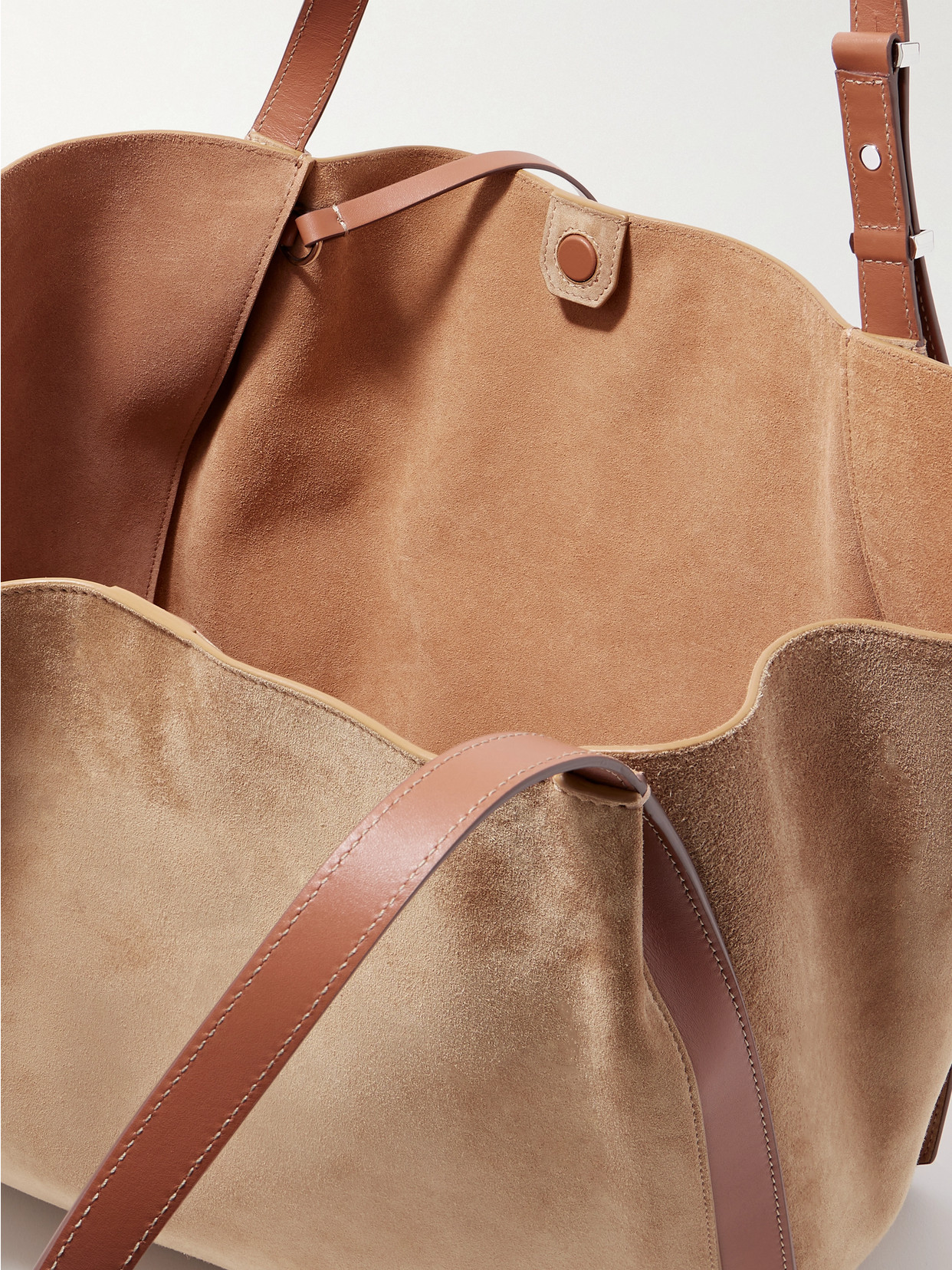 Ralph Lauren 888 Leather-trimmed Suede Tote In Brown