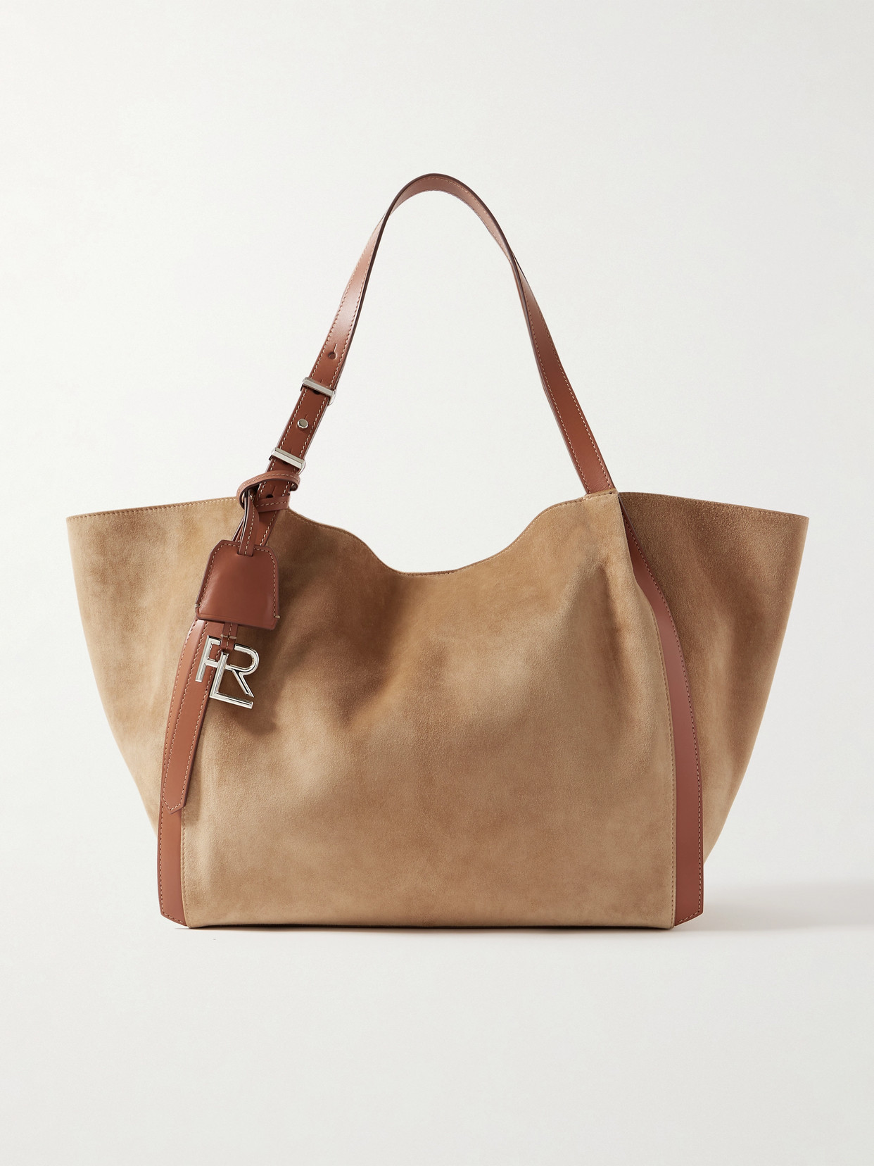 Ralph Lauren 888 Leather-trimmed Suede Tote In Brown