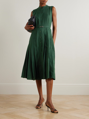 Ralph Lauren Collection Kennedi belted pleated linen midi dress