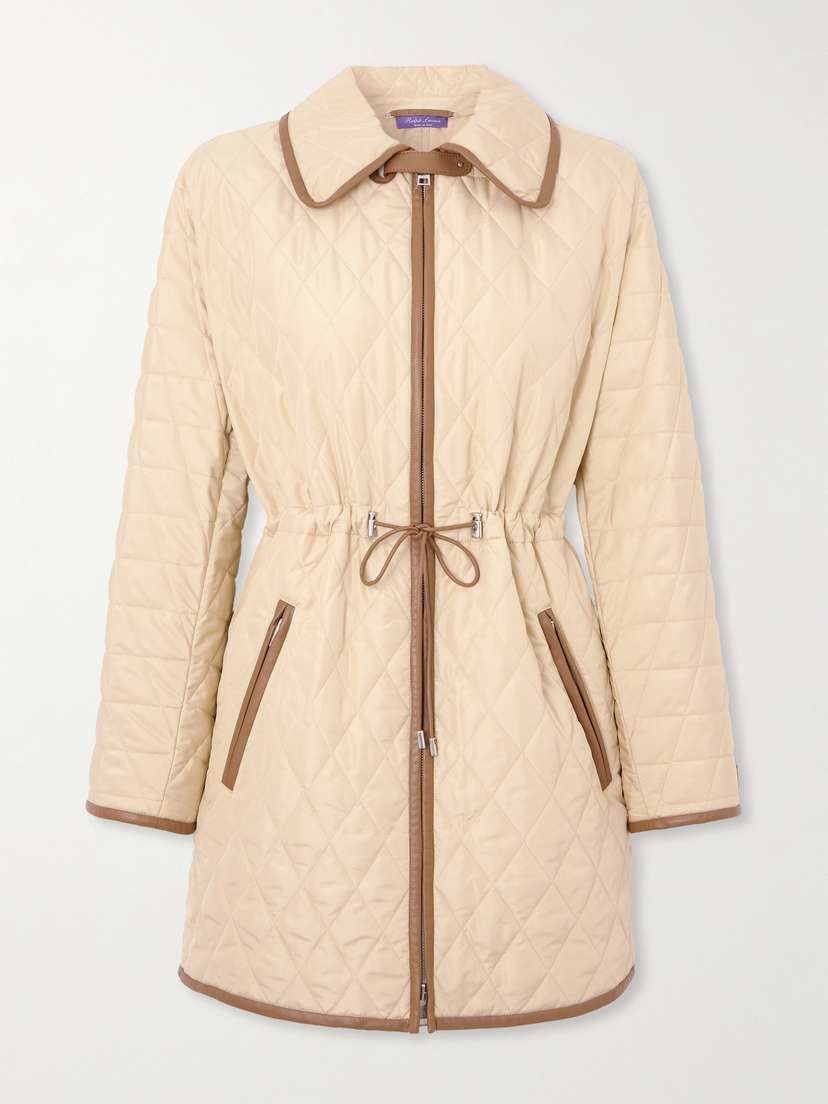 Ralph Lauren Collection Saundra Leather-trimmed Padded Shell Jacket
