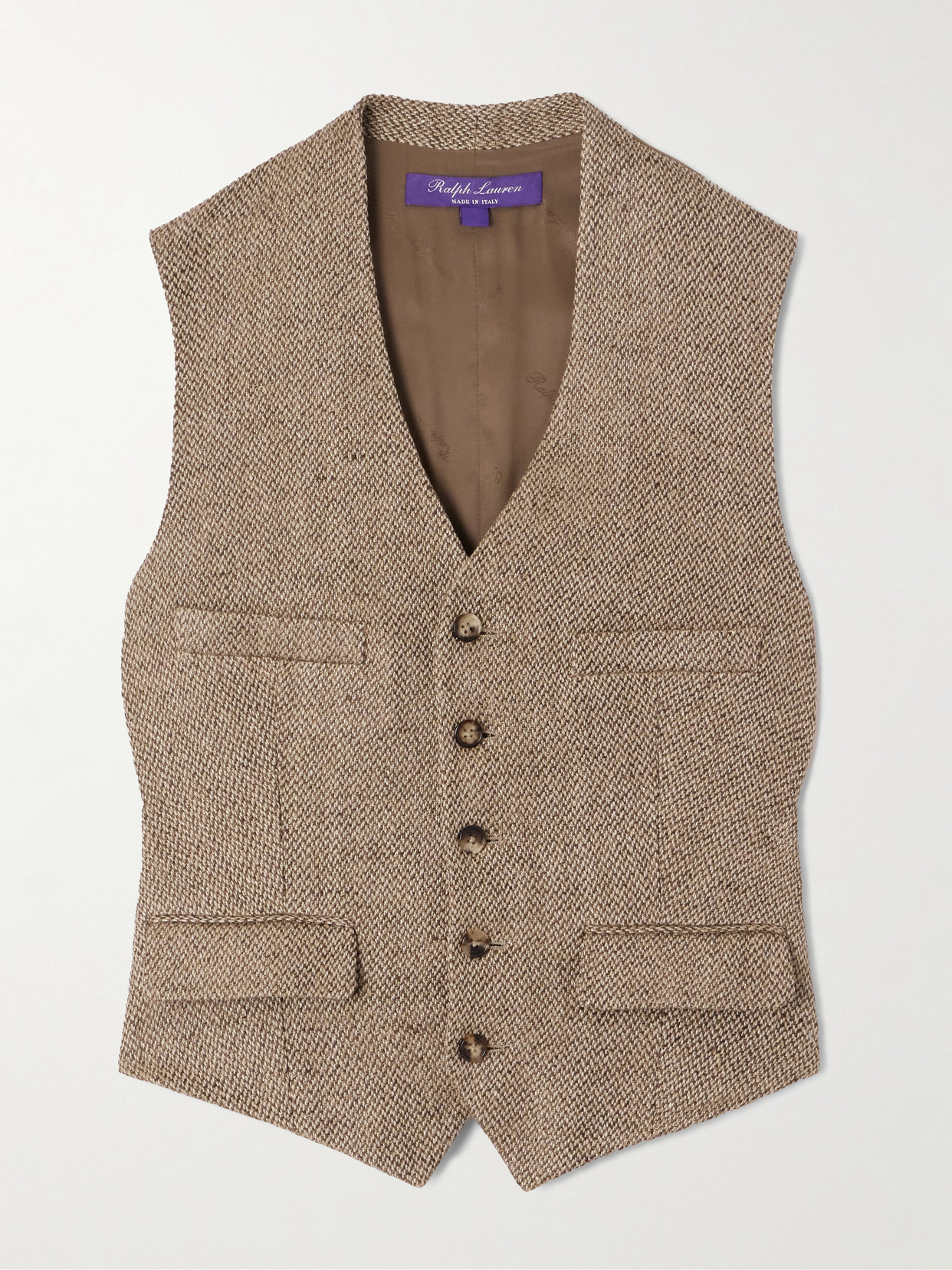Ralph Lauren Holland Satin-paneled Linen-tweed Vest