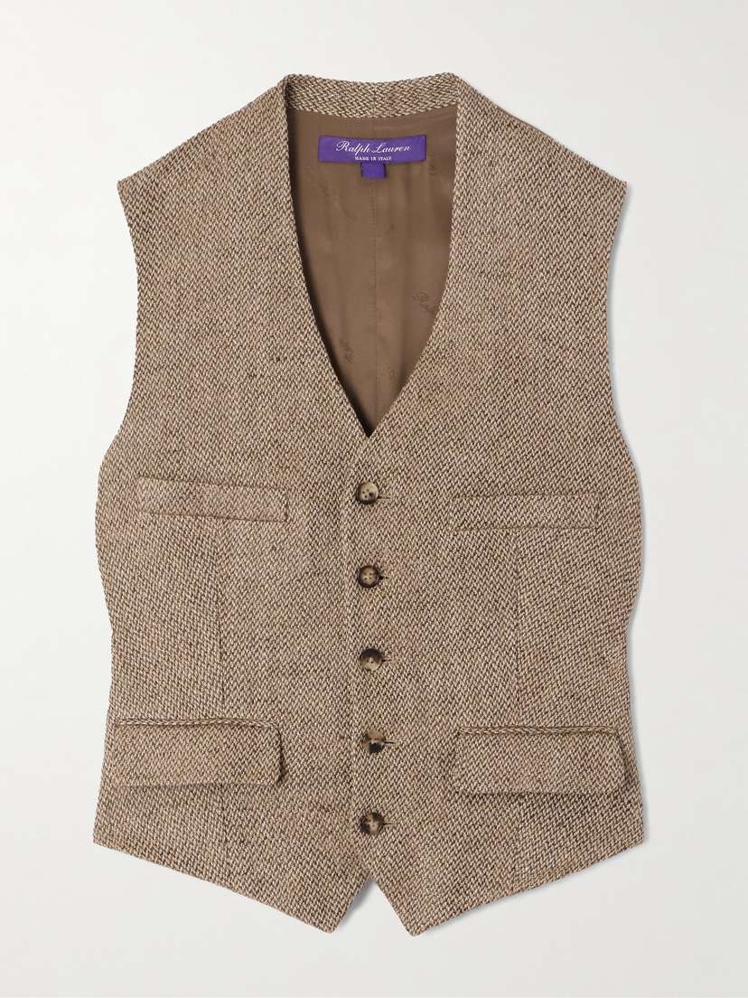 Ralph Lauren Collection Holland Satin-paneled Linen-tweed Vest