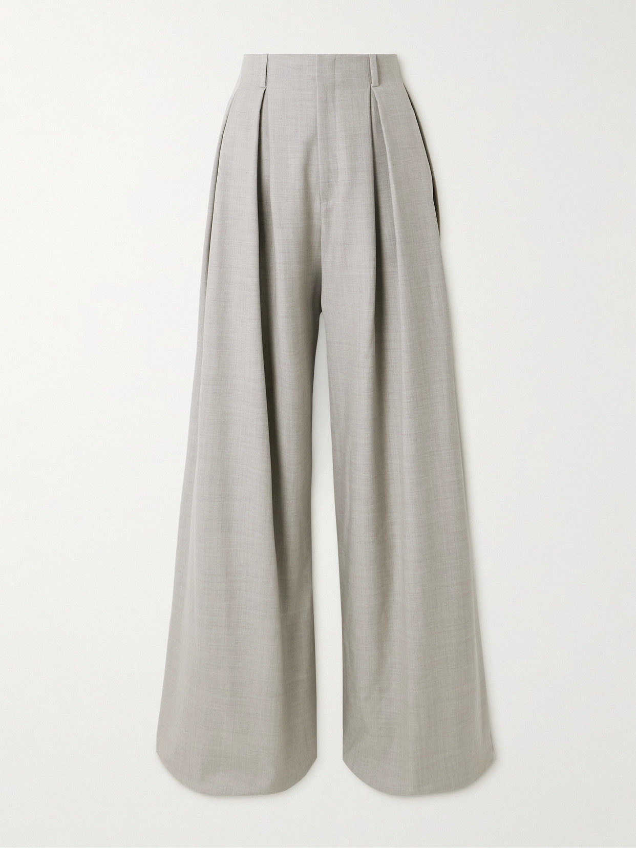 Ralph Lauren Greer Pleated Wool Wide-leg Pants In Gray