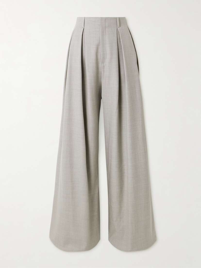 Ralph Lauren Collection Greer Pleated Wool Wide-leg Pants