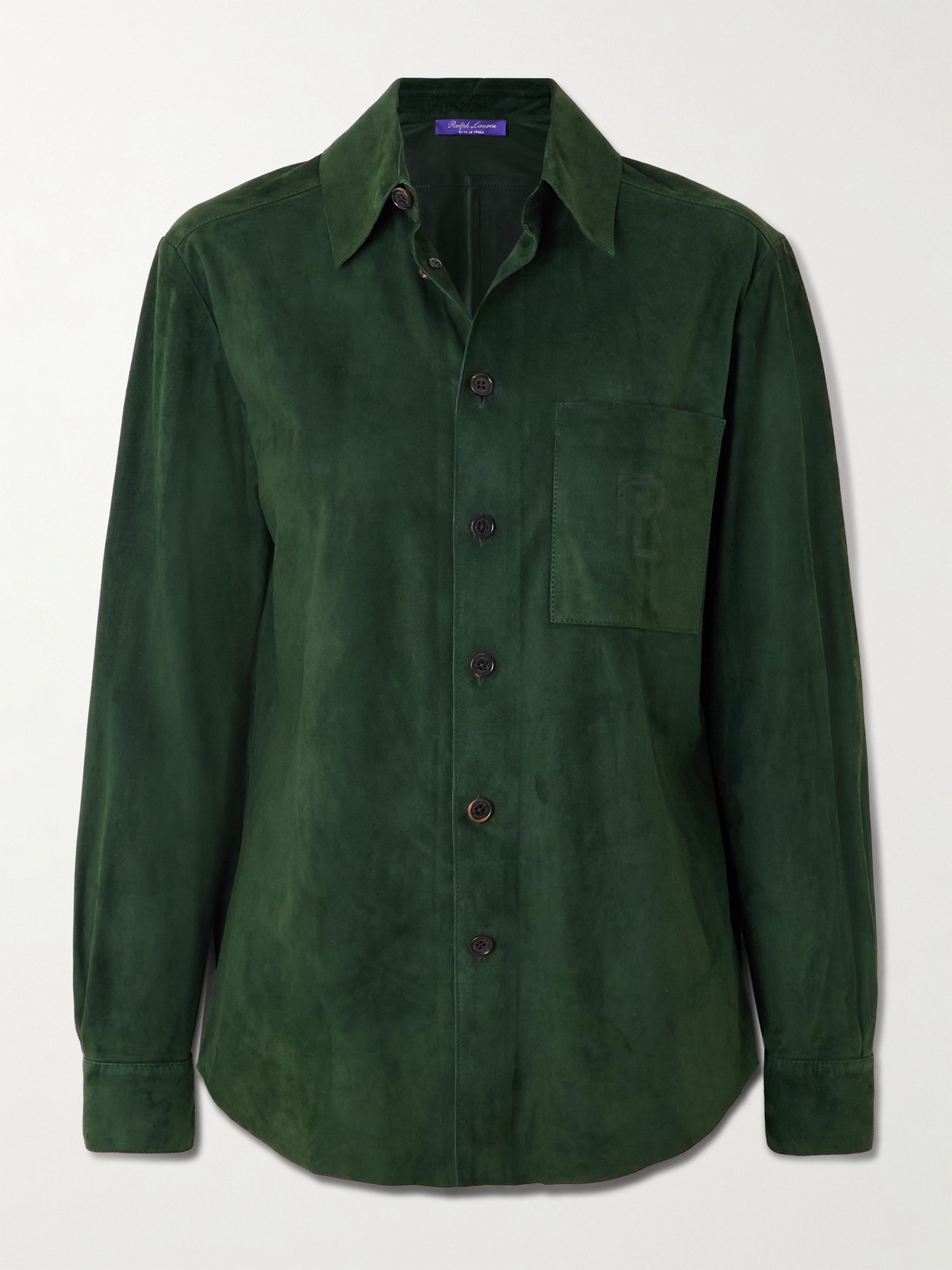 Ralph Lauren Tyler Debossed Suede Overshirt In Green