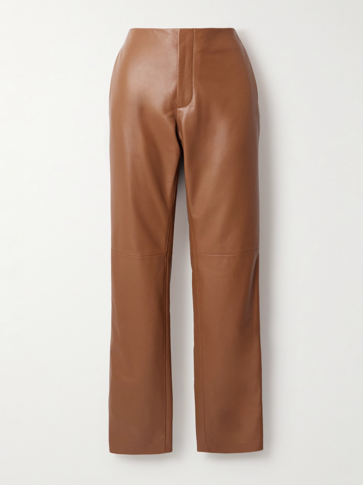 Ralph Lauren Benjamen Leather Slim-leg Pants In Brown