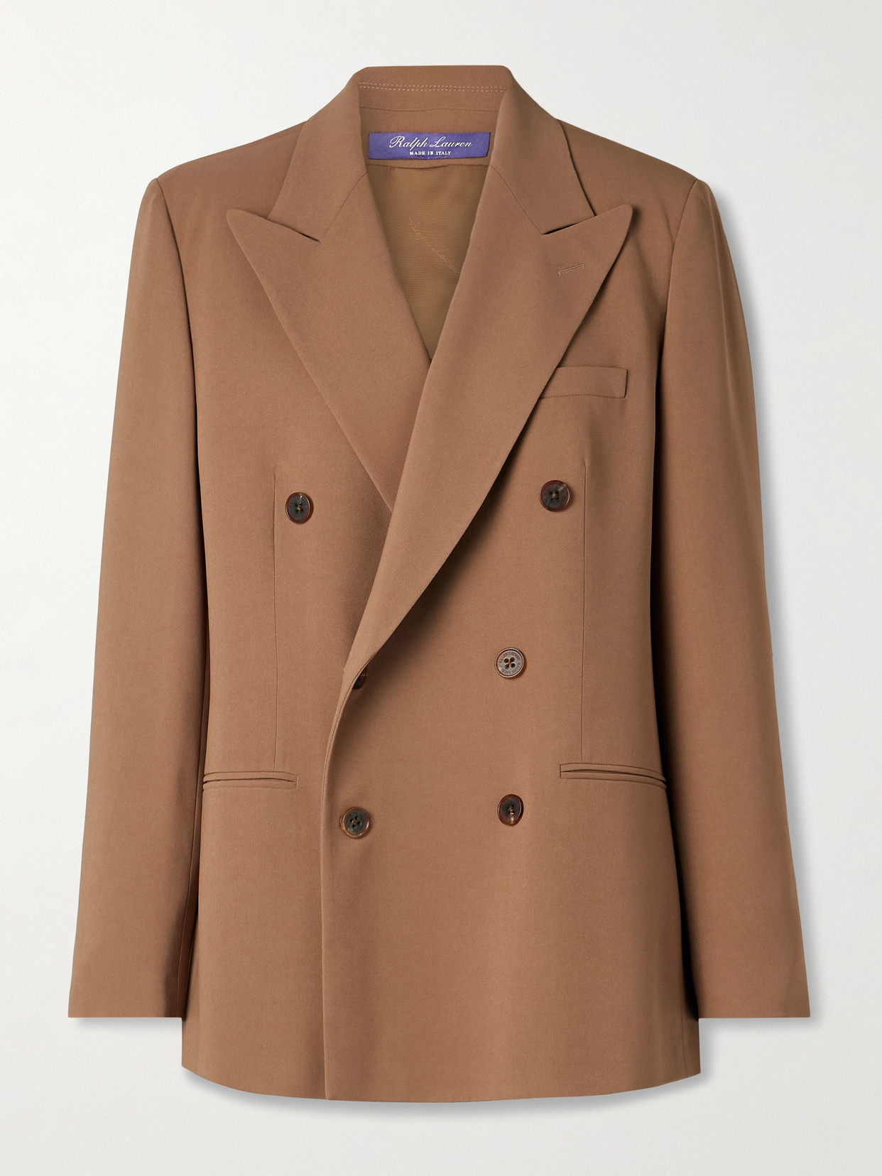 Ralph Lauren Harlee Double-breasted Crepe Blazer In Brown