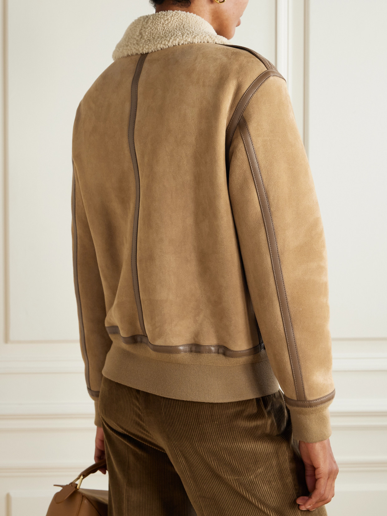 Ralph Lauren Morrison Shearling-trimmed Suede Jacket In Brown