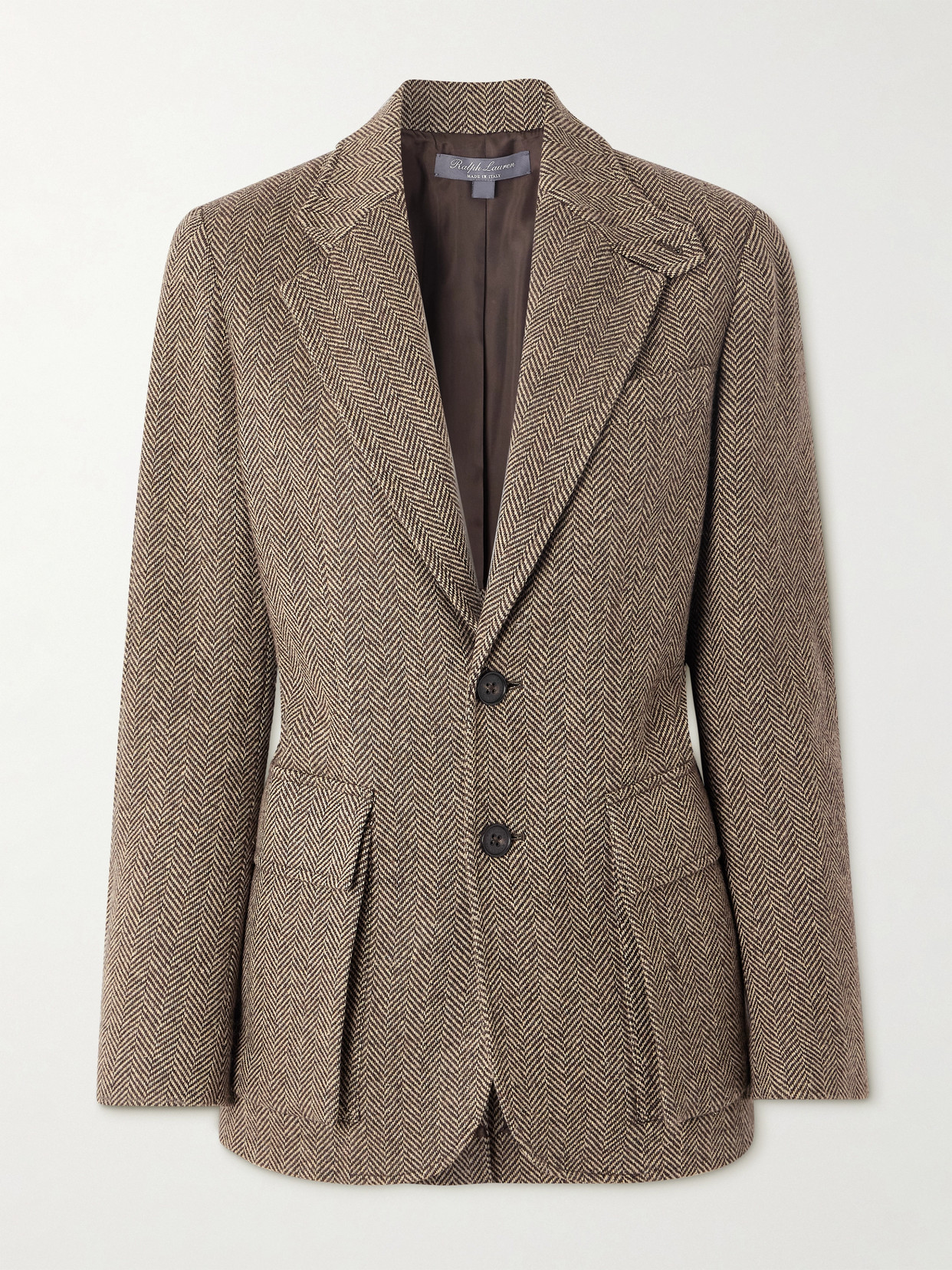 Ralph Lauren Preston Ii Suede-trimmed Herringbone Cashmere And Silk-blend Tweed Blazer