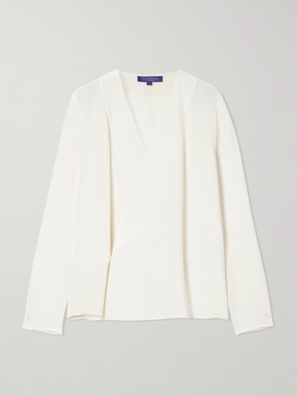 Ralph Lauren Liora Wrap-effect Silk Crepe De Chine Blouse In White