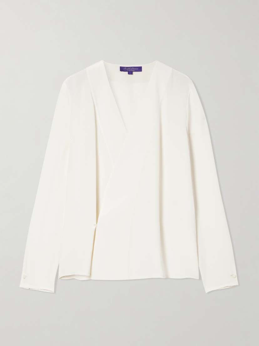 Ralph Lauren Collection Liora Wrap-effect Silk Crepe De Chine Blouse