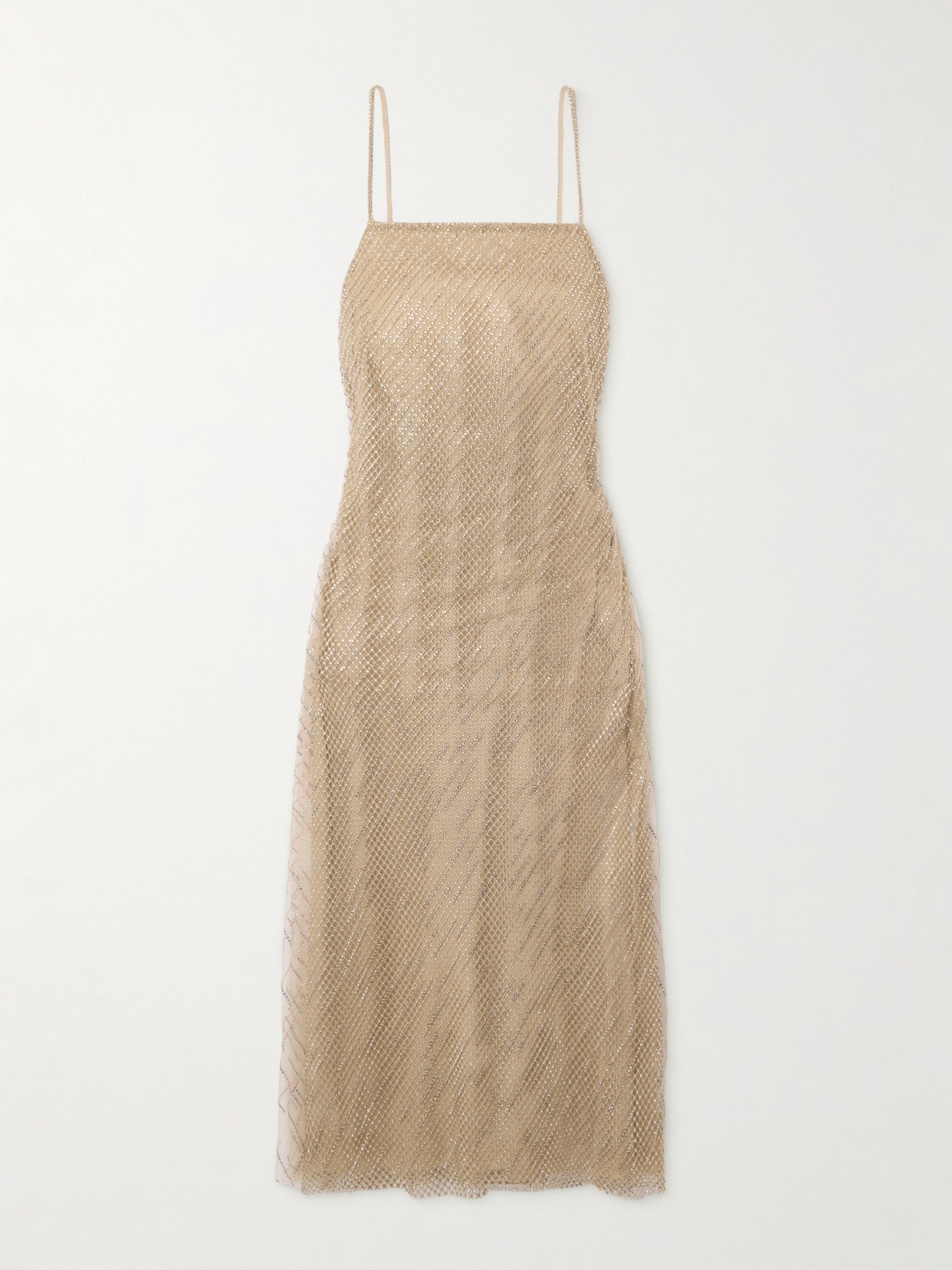 Ralph Lauren Donnely Crystal-embellished Tulle Midi Dress In Brown