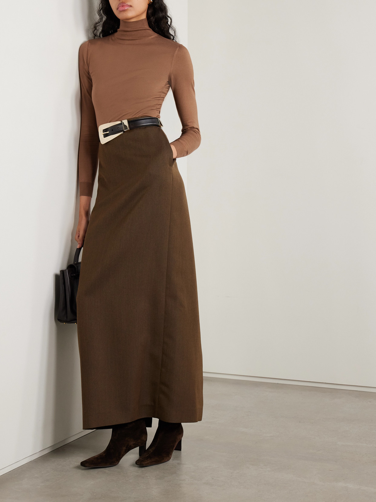 Ralph Lauren Silk-blend Turtleneck Sweater In Brown