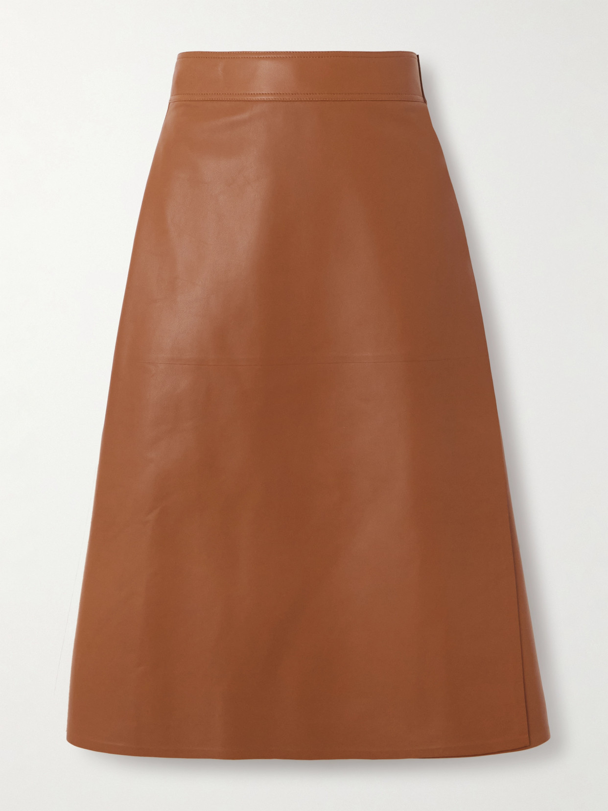Ralph Lauren Jackeline Leather Midi Wrap Skirt In Brown