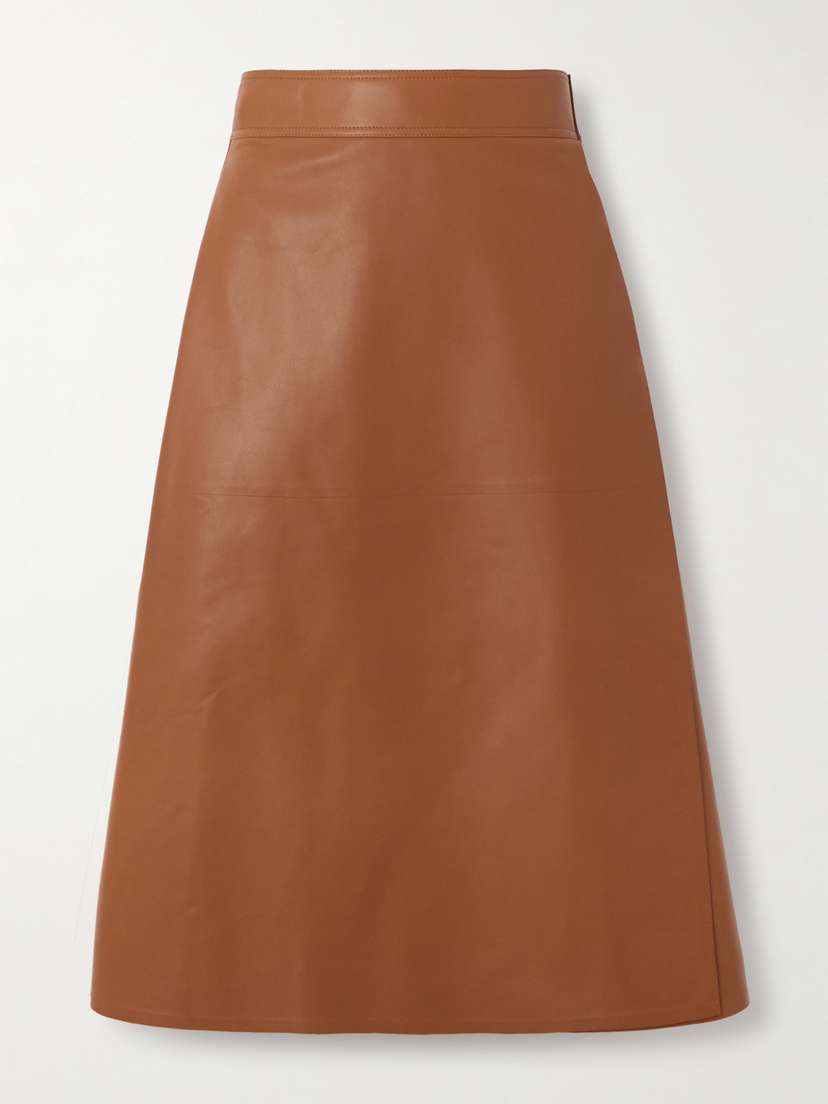 Ralph Lauren Collection Jackeline Leather Midi Wrap Skirt