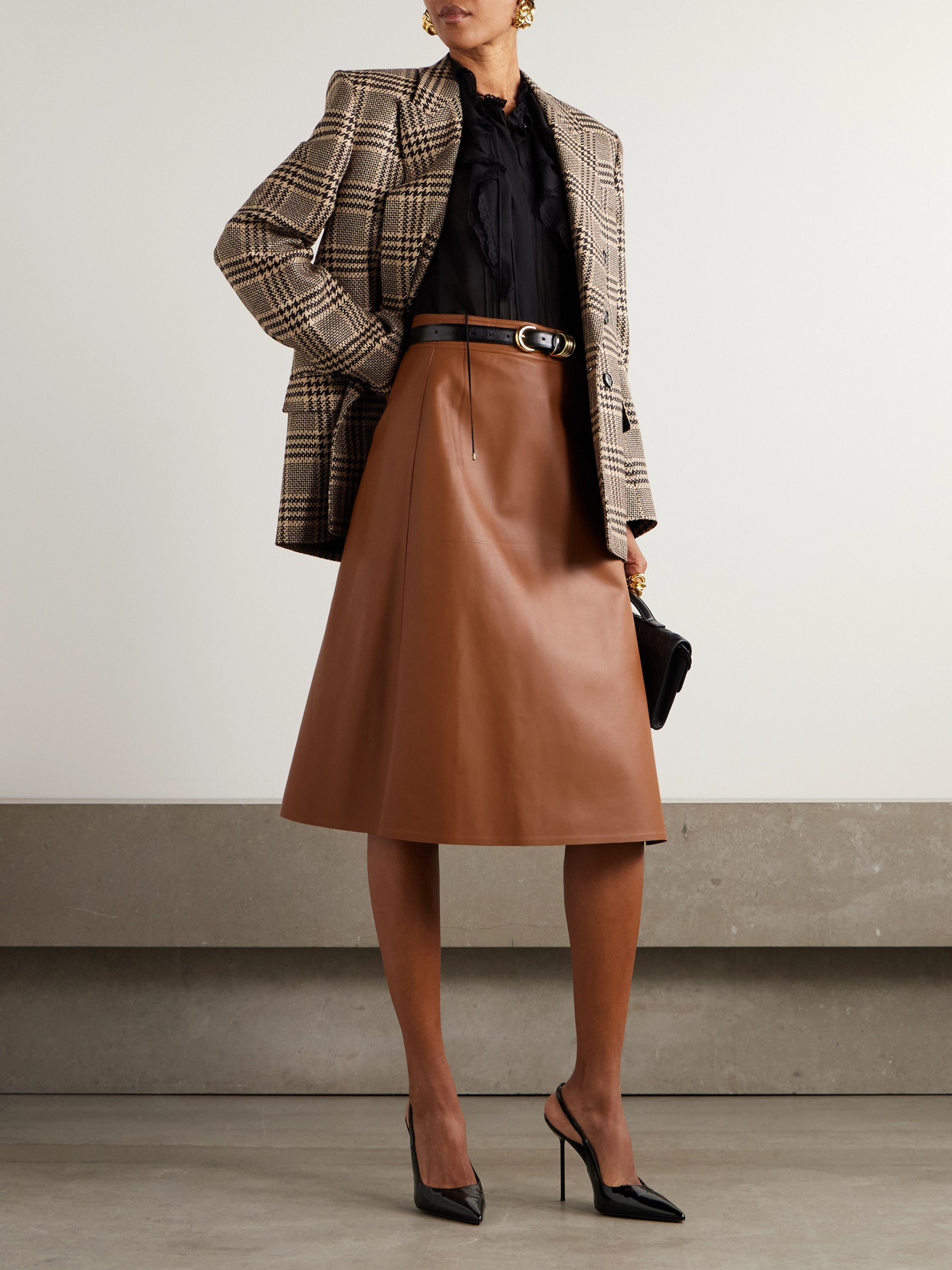 Ralph Lauren Jackeline Leather Midi Wrap Skirt In Multi