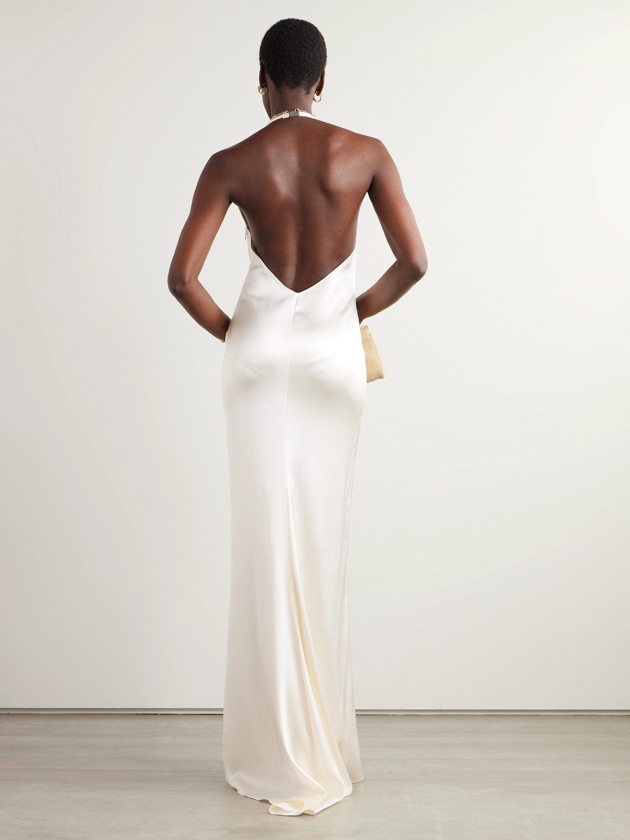 Ralph Lauren Halterneck Backless Gown In White