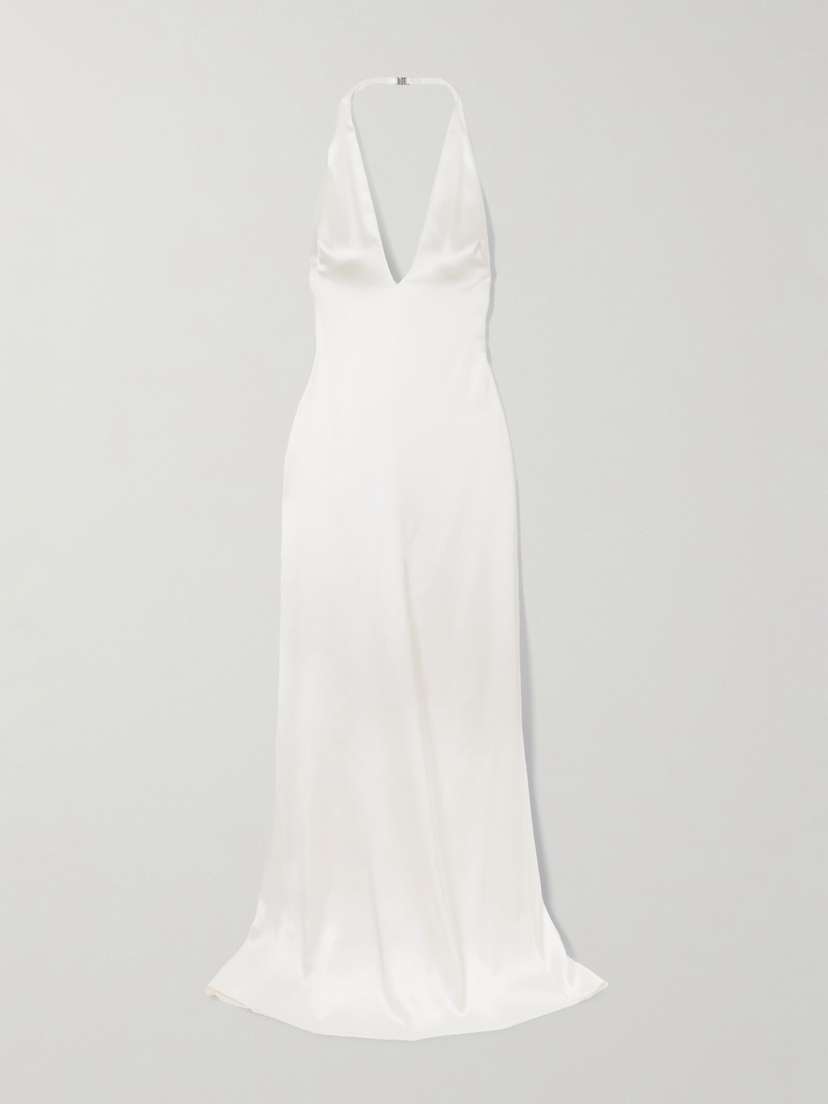 Ralph Lauren Collection Cladwell Open-back Satin Halterneck Gown