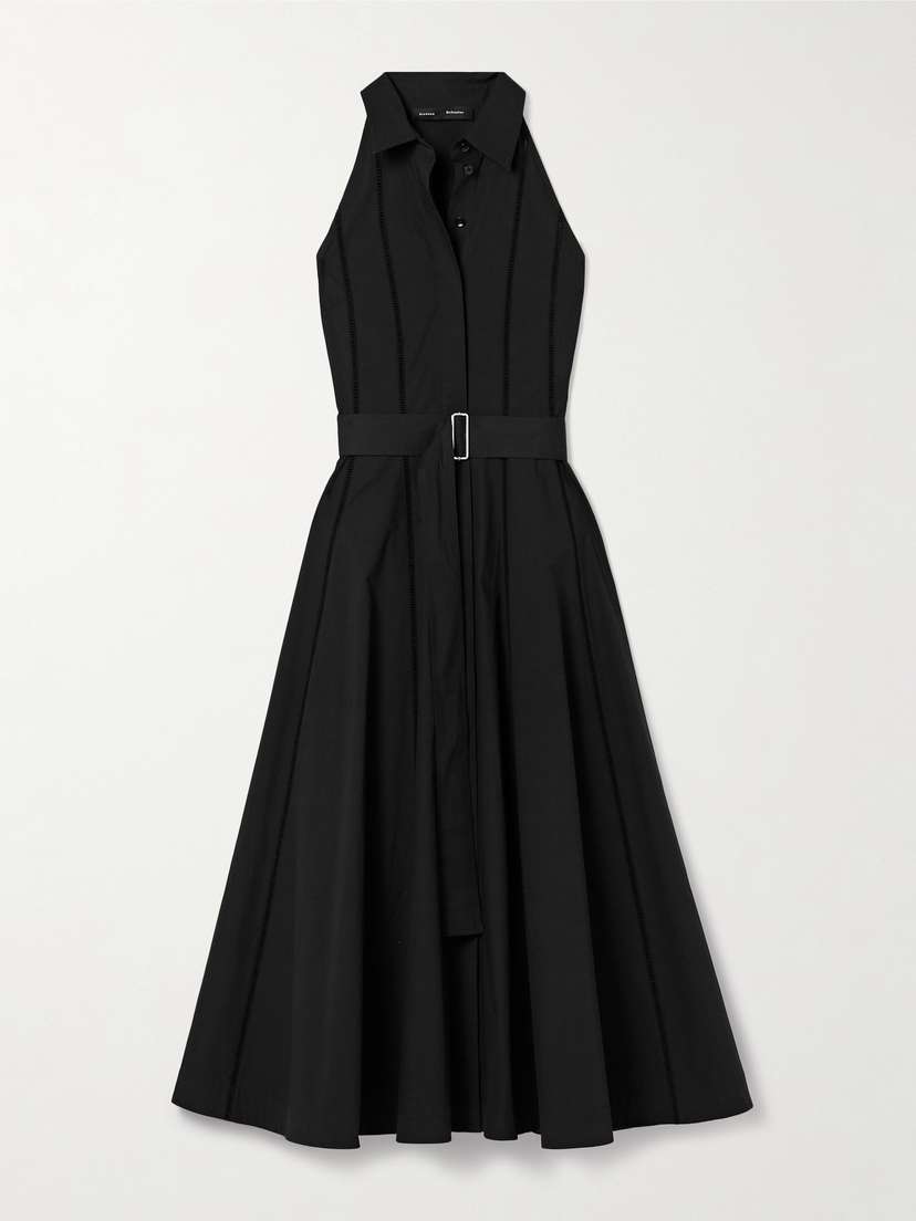 Proenza Schouler Dorothy Crochet-trimmed Cotton-blend Poplin Midi Shirt Dress