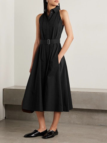 Proenza Schouler Dorothy crochet-trimmed cotton-blend poplin midi shirt dress
