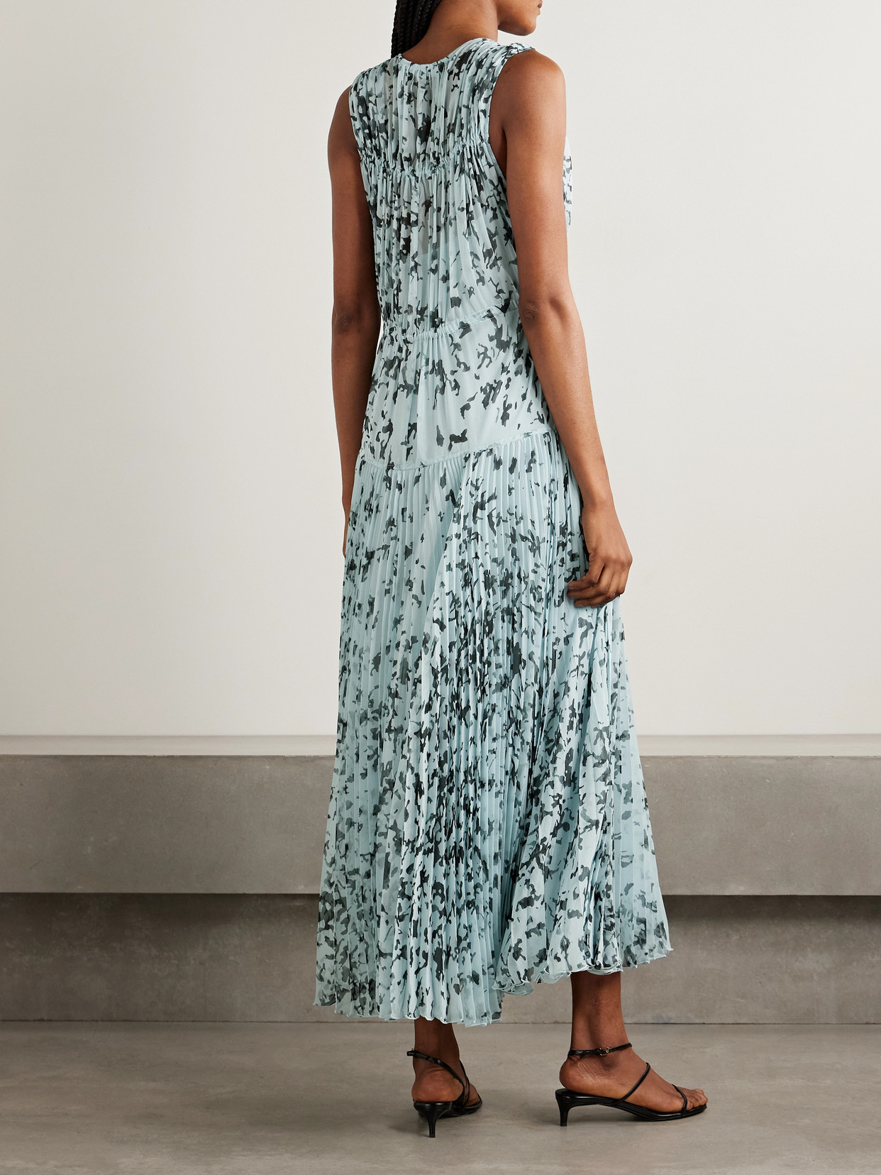 PROENZA SCHOULER PAT PLEATED PRINTED CREPON MAXI DRESS 