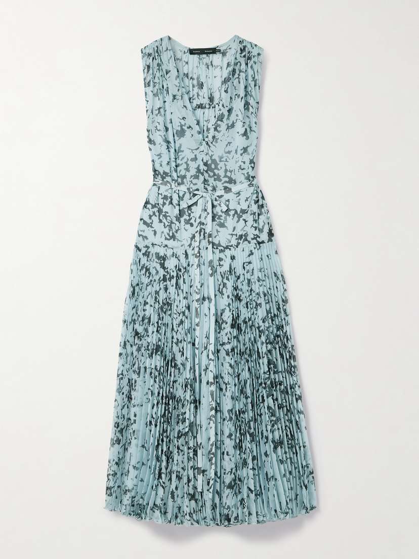 Proenza Schouler Pat Pleated Printed Crepon Maxi Dress