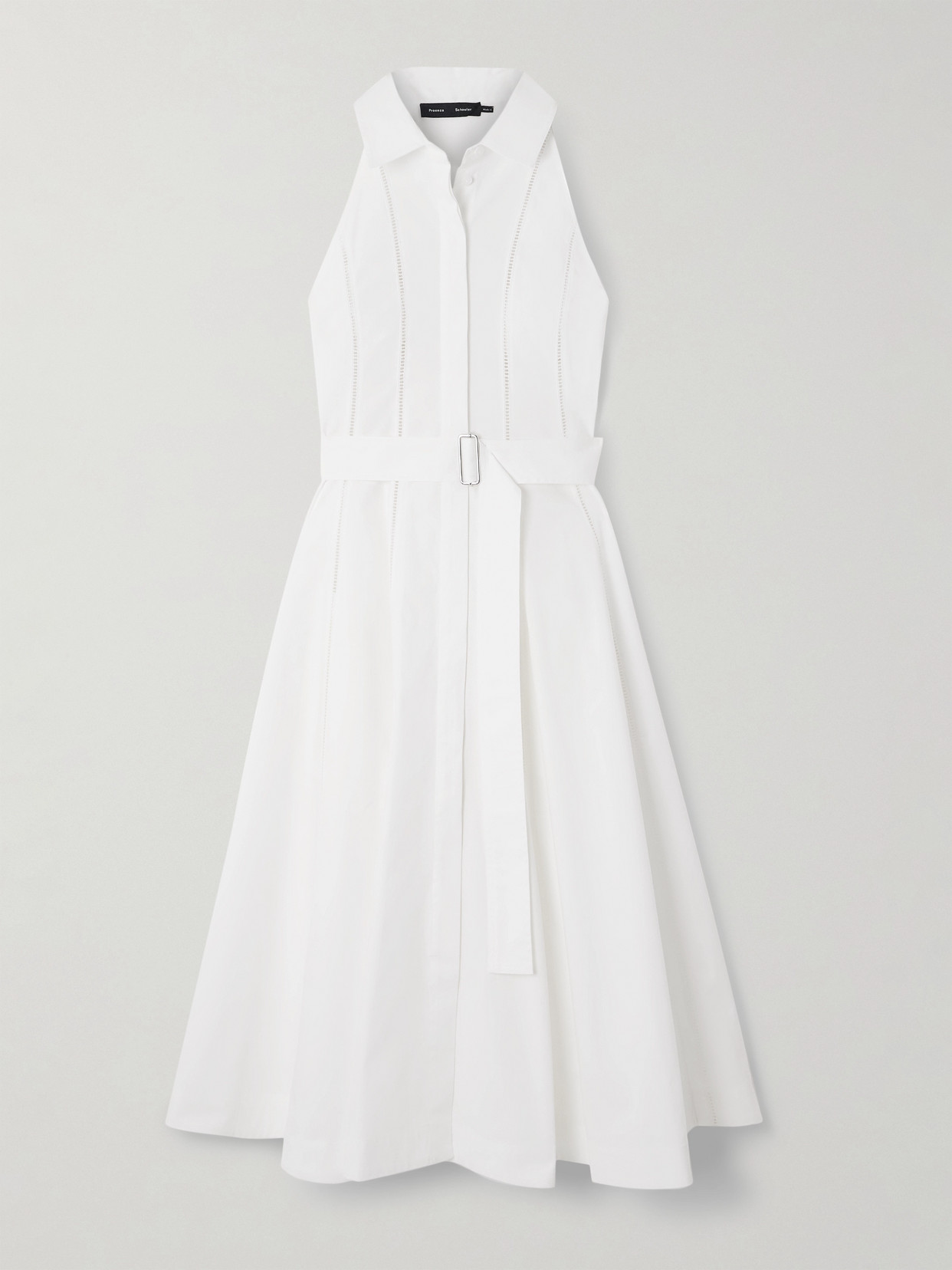 Proenza Schouler Dorothy Crochet-trimmed Cotton-blend Poplin Midi Shirt Dress