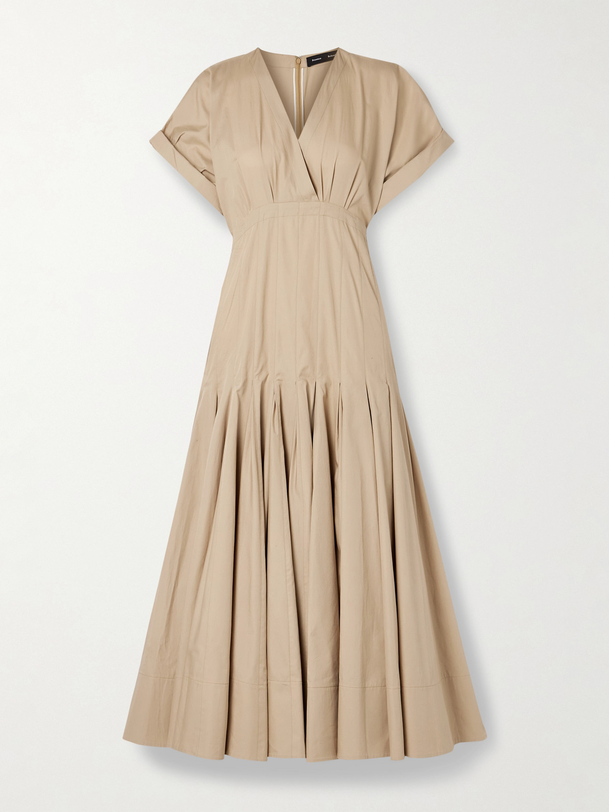 Proenza Schouler Ciara Pleated Cotton-blend Poplin Midi Dress In Brown