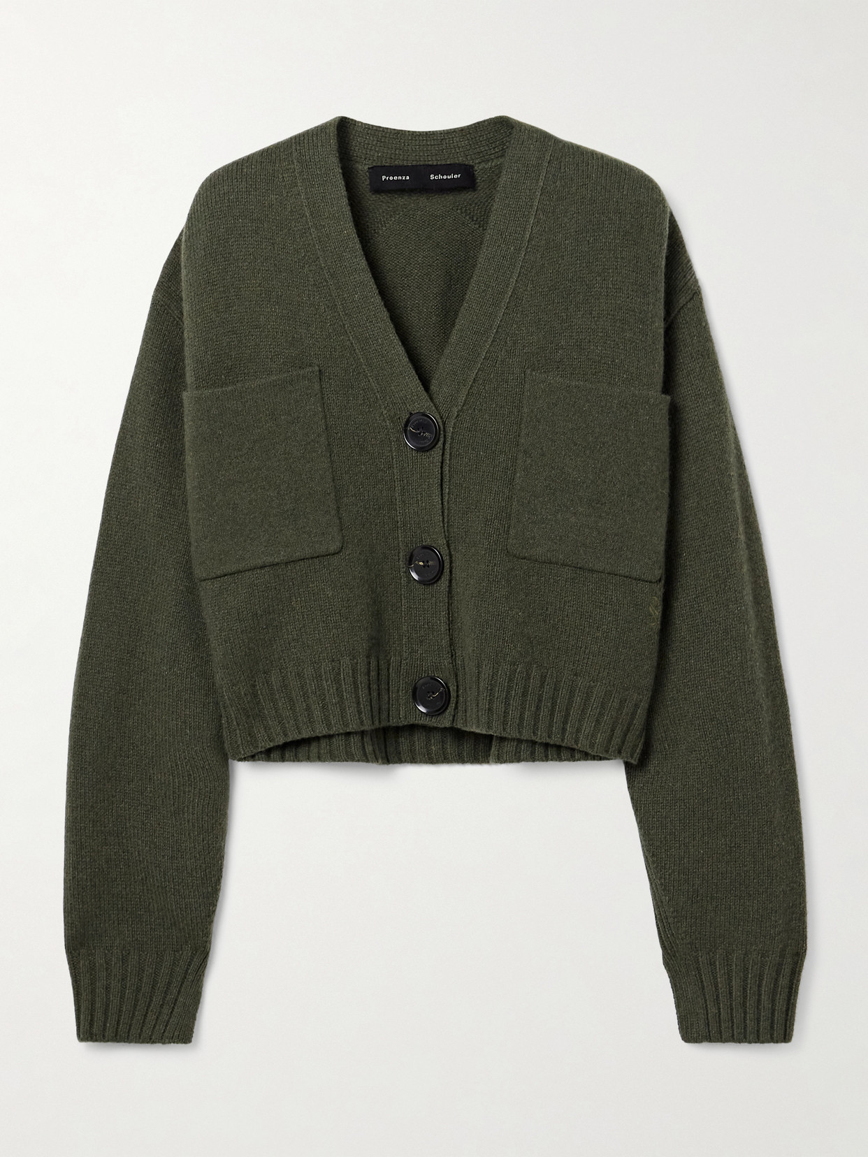 Proenza Schouler Sofia Cropped Cashmere And Wool-blend Cardigan In Green