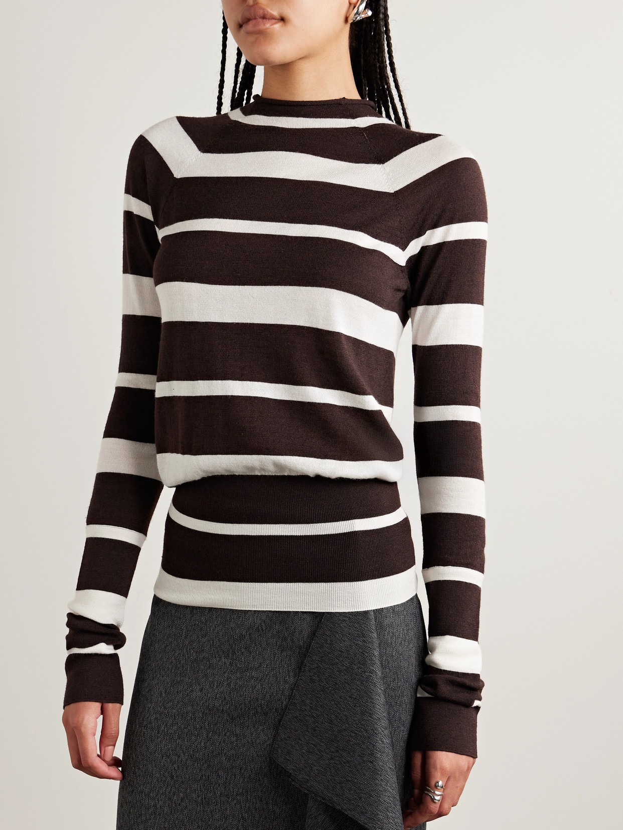 Gia Striped Wool And Silk-Blend Sweater